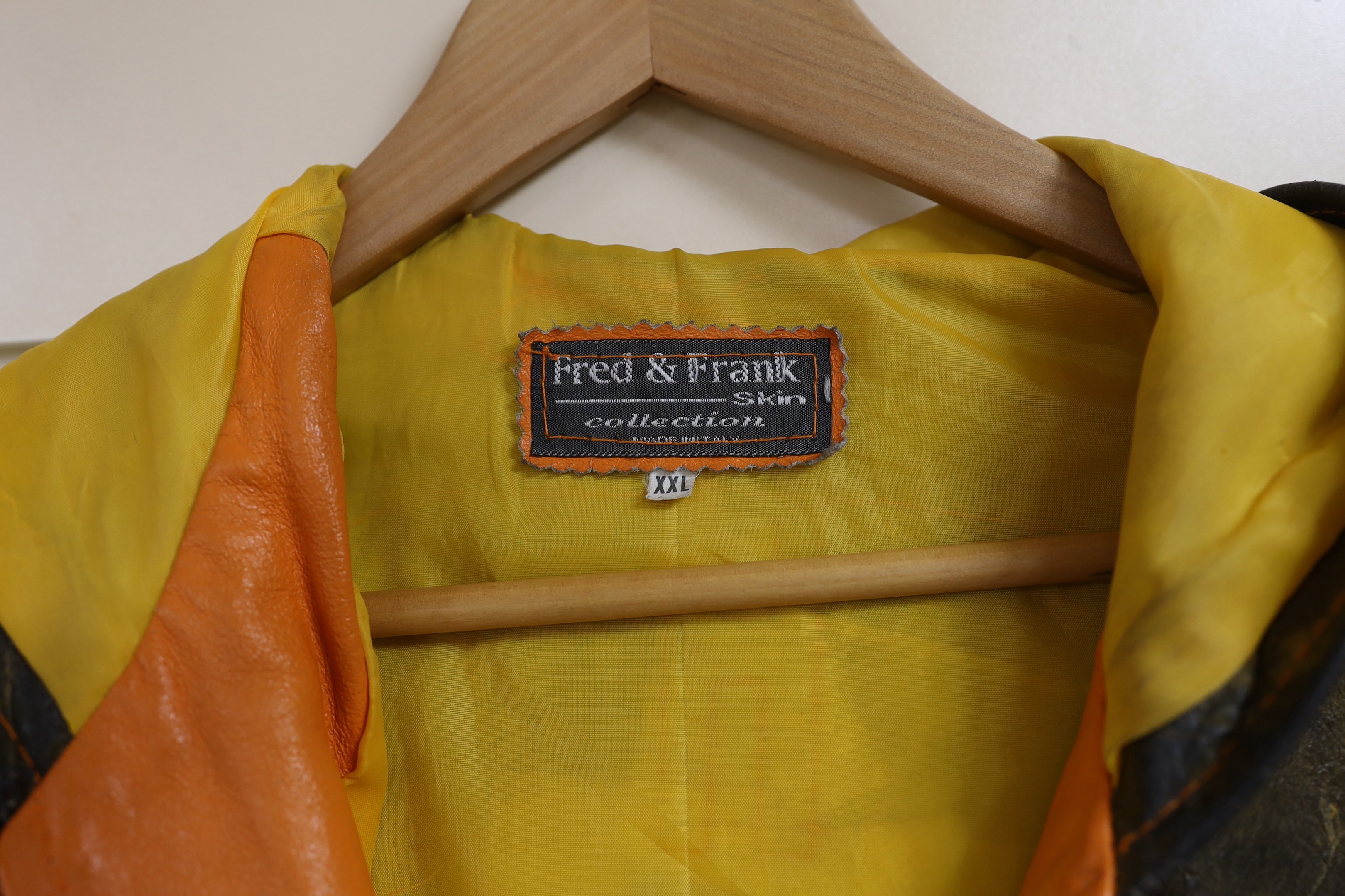A motorcyclist's Fred & Frank leather jacket size XXL